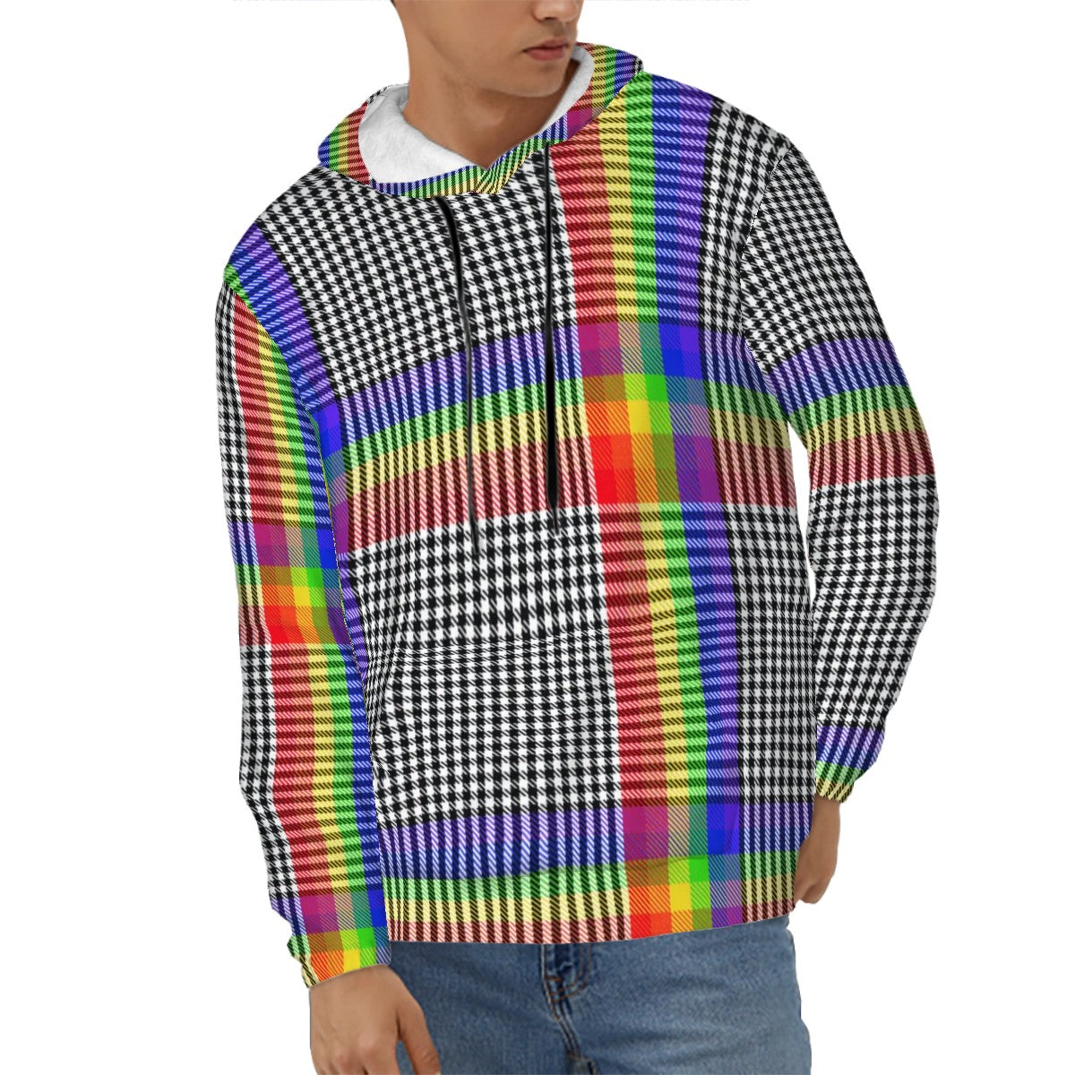 Plaid Rainbow Hoodie Human | Hoodies4Hounds | Shop Human Clothing - Hoodies4Hounds