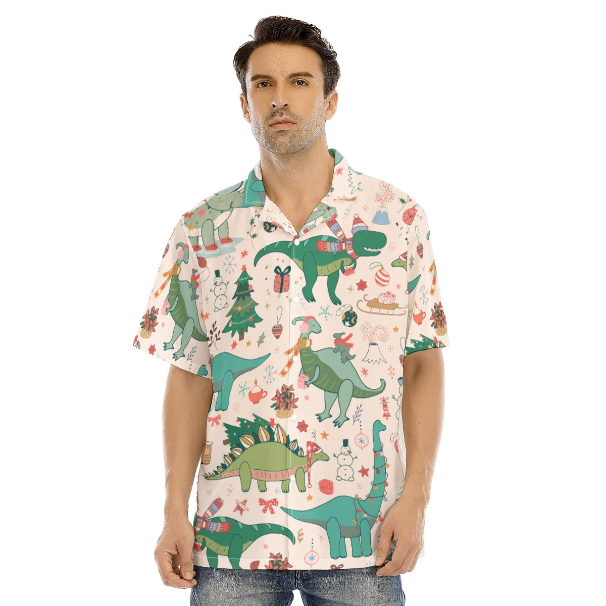 Christmas Dinosaur Hawaiian Shirt Human | Hoodies4Hounds | Shop Human Clothing - Hoodies4Hounds