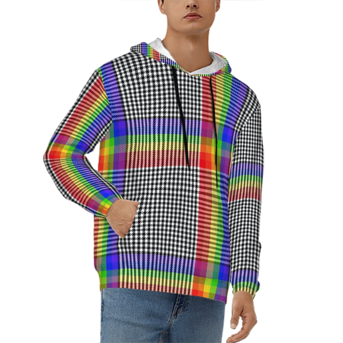 Plaid Rainbow Hoodie Human | Hoodies4Hounds | Shop Human Clothing - Hoodies4Hounds