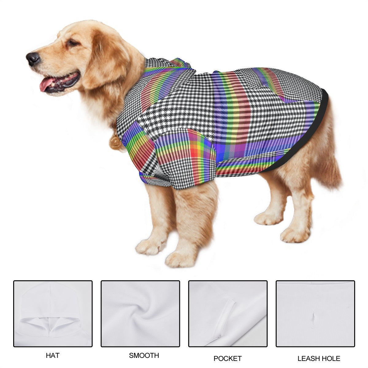 Plaid Rainbow Hoodie | Hoodies4Hounds | Shop Dog Clothing - Hoodies4Hounds