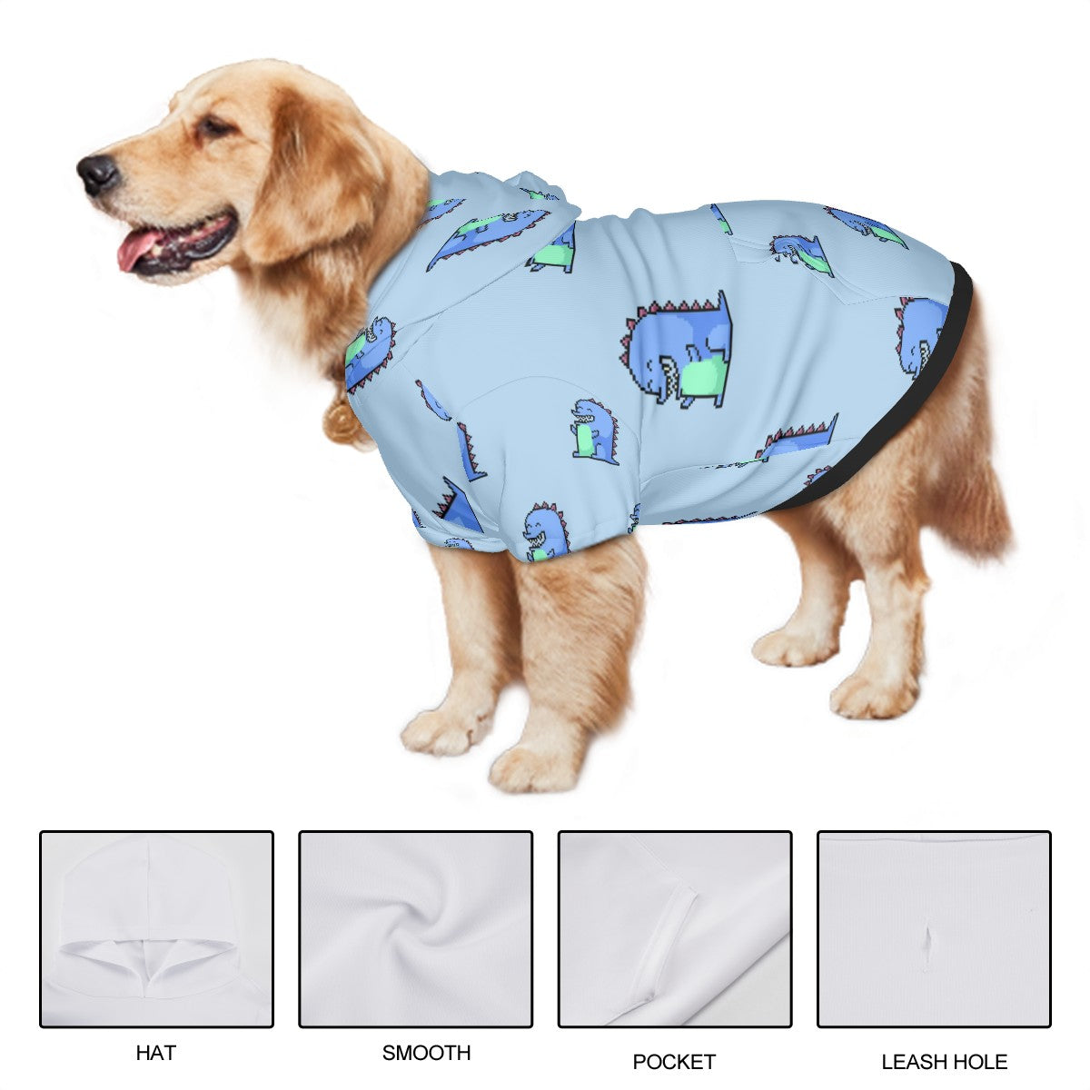 Blue Dinosaur Hoodie | Hoodies4Hounds | Shop Dog Clothing - Hoodies4Hounds